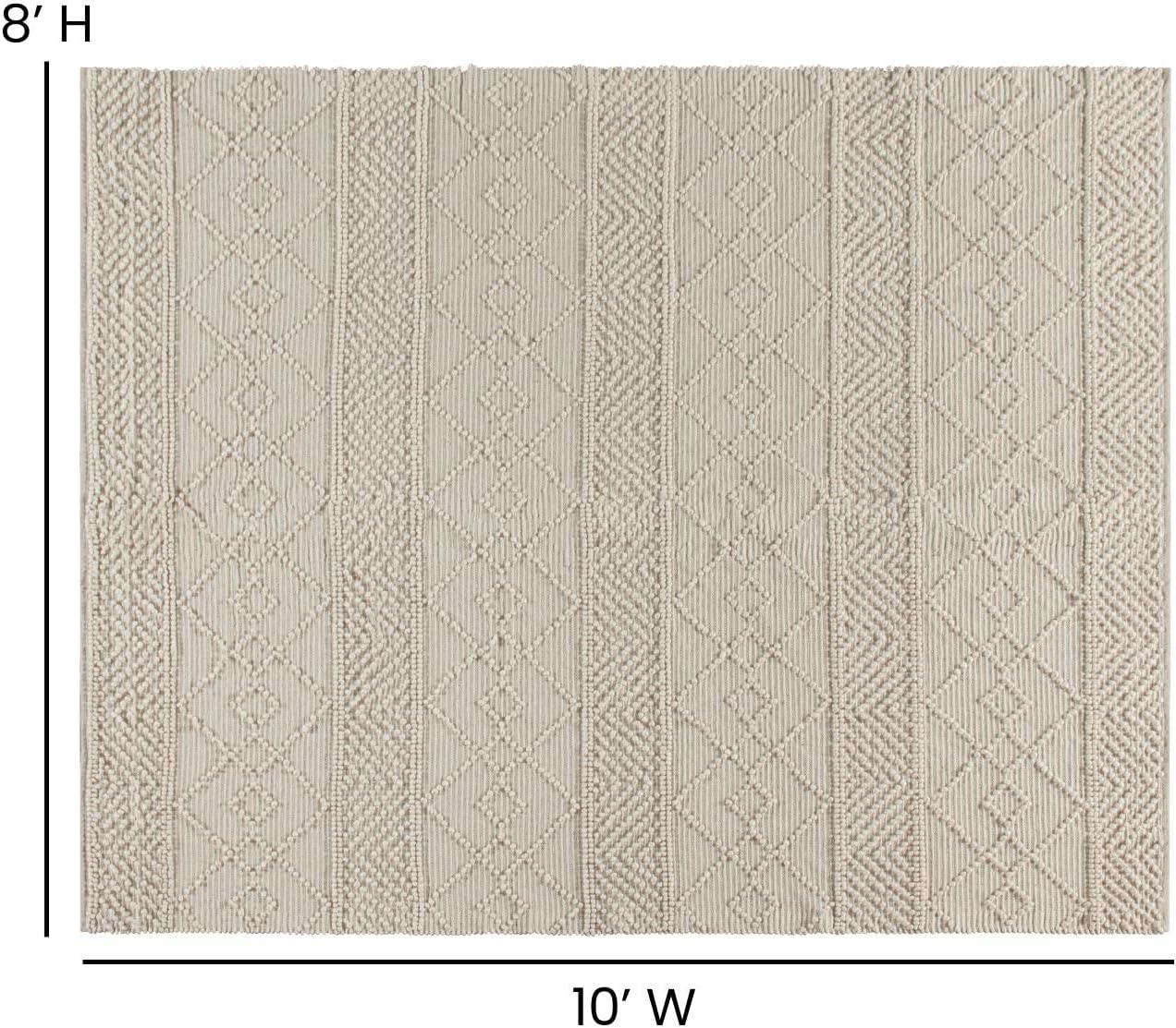 Flash Furniture Melissa Handwoven Area Rug - Ivory - 8' x 10' - Triple Blend Cotton/Wool/Polyester Threads - Geometric Design