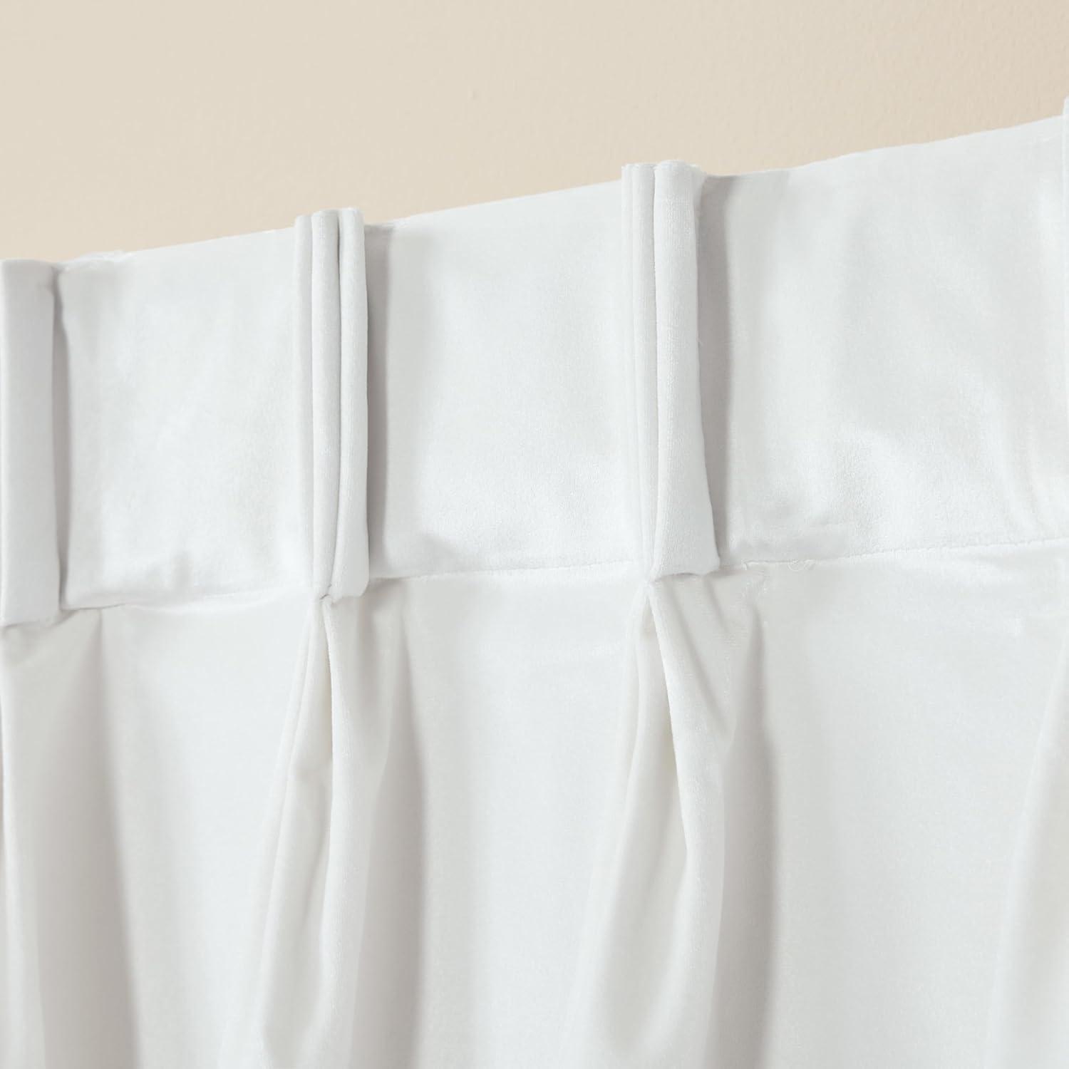 Set of 2 (96"x54") Velvet Back Tab Light Filtering Window Curtain Panels White - Exclusive Home: Polyester, Plain Weave