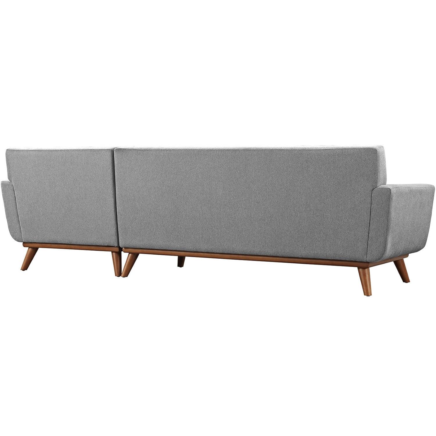 Modway Engage Right-Facing Upholstered Fabric Sectional Sofa in Expectation Gray
