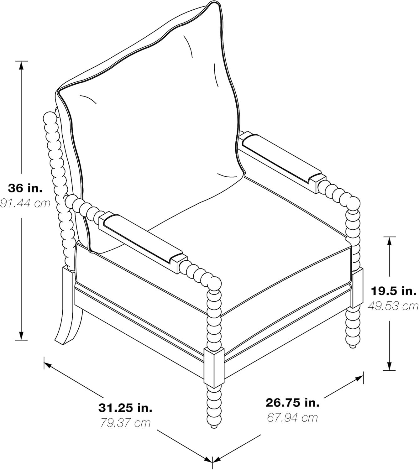 Brushed Gray Farmhouse Accent Chair with Padded Armrests