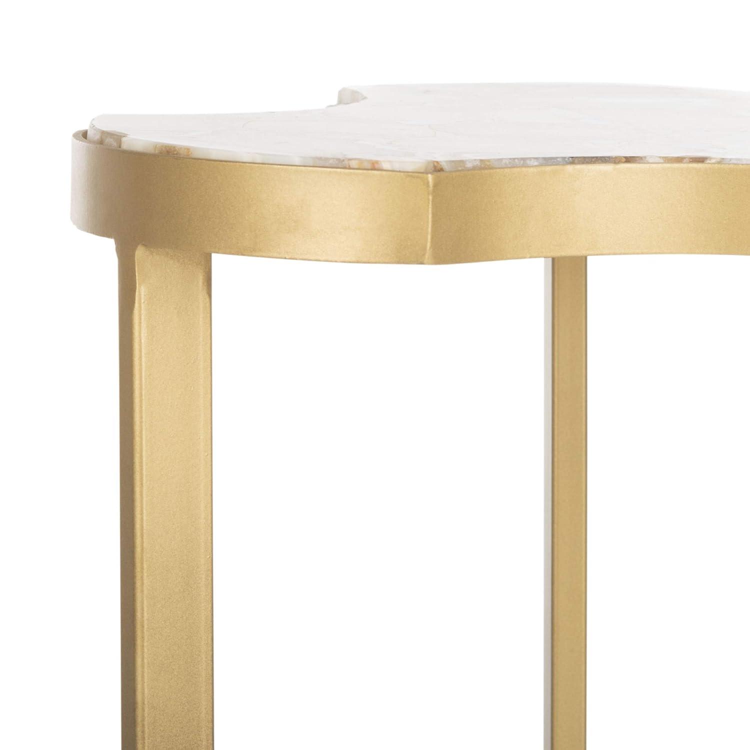 Suki Tripod Accent Table - White Agate/Gold - Safavieh.