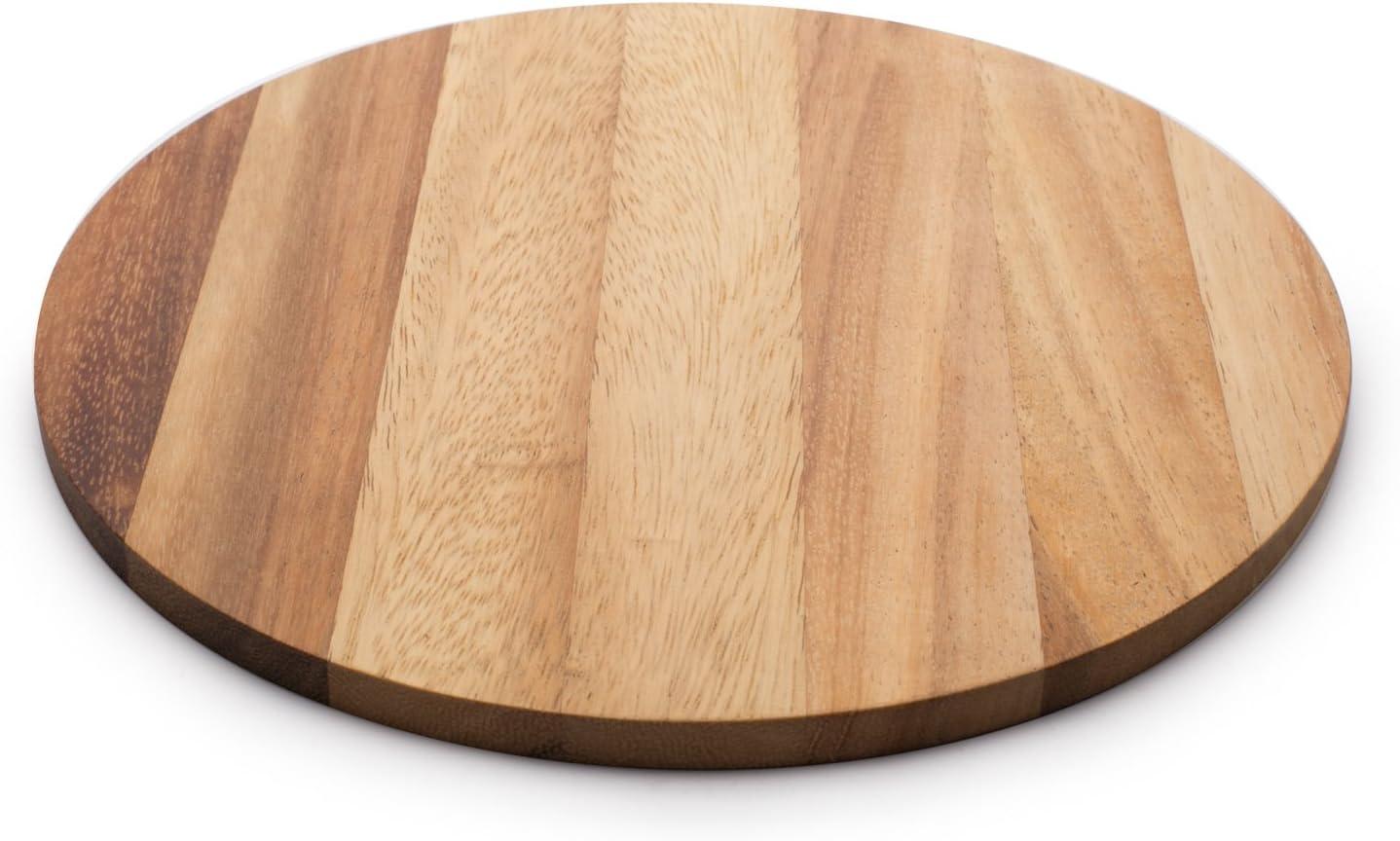 Ironwood Gourmet Multi-Use Circle Serving Board, Acacia Wood, 9 Inch Diameter Round Cutting Board