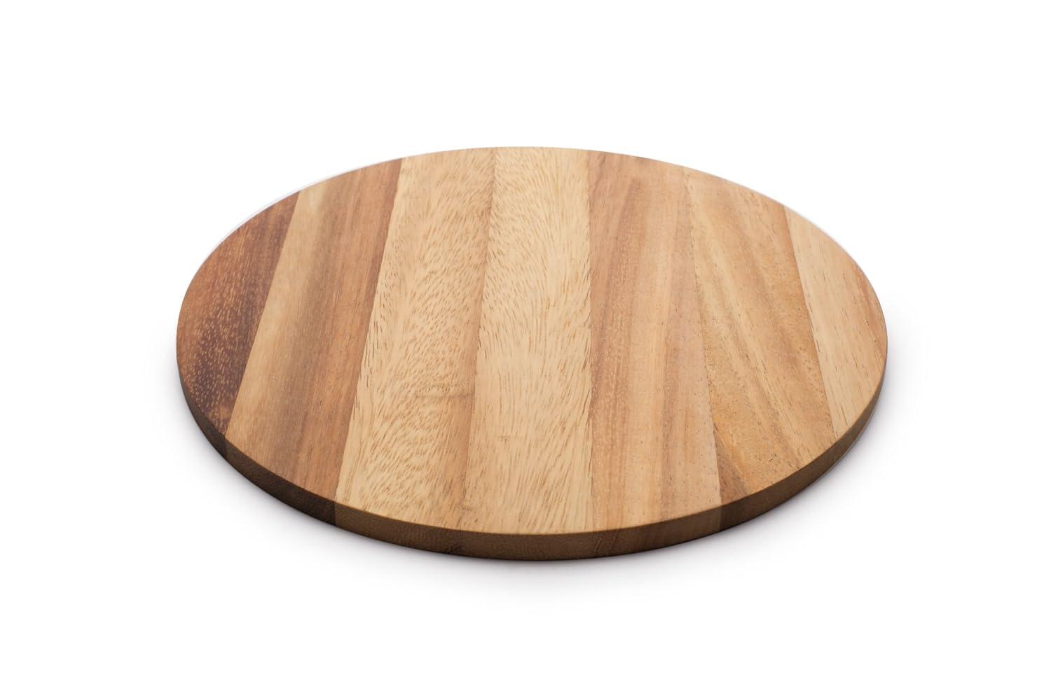 Ironwood Gourmet Multi-Use Circle Serving Board, Acacia Wood, 9 Inch Diameter Round Cutting Board