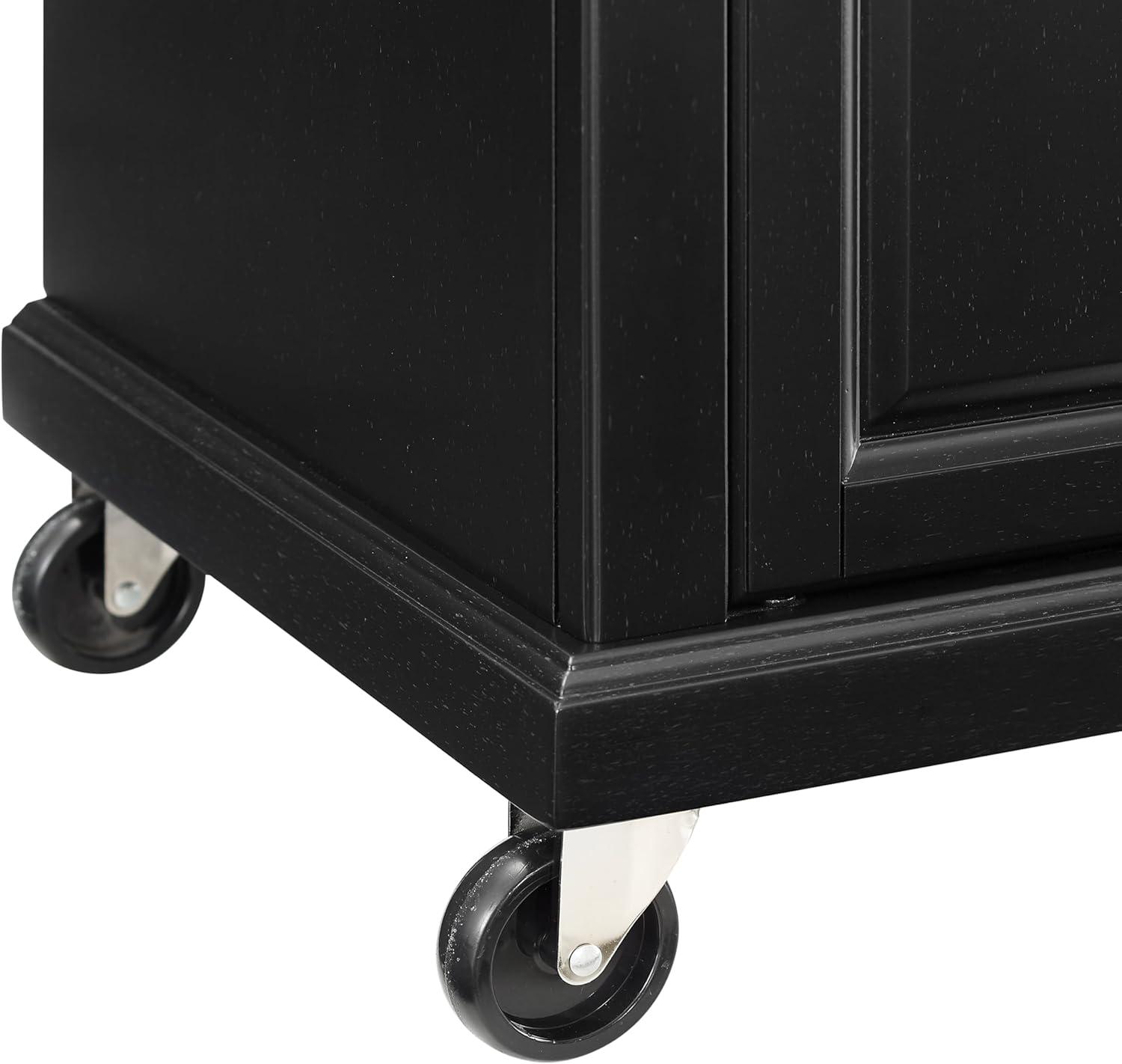 Crosley 42" Avery Kitchen Island/Cart Distressed Black/White Marble: Traditional Style, 6 Shelves, 2 Drawers, Locking Wheels