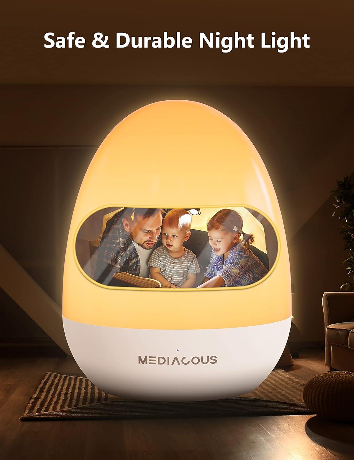 Egg-Shaped LED Night Light for Kids with Touch Control