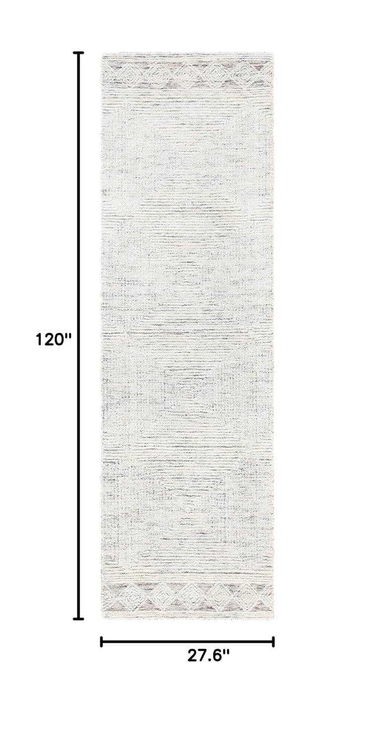 Abstract ABT349 Hand Tufted Runner Rug - Ivory/Grey - 2'3"x10' - Safavieh .