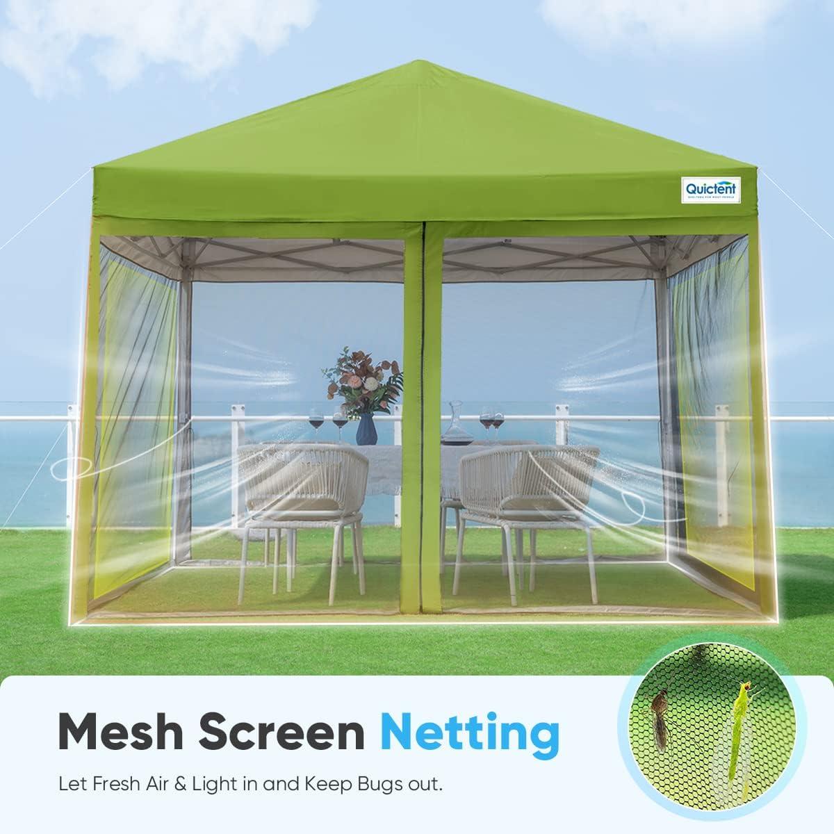 Green 8'x8' Pop-Up Canopy Tent with Mosquito Netting