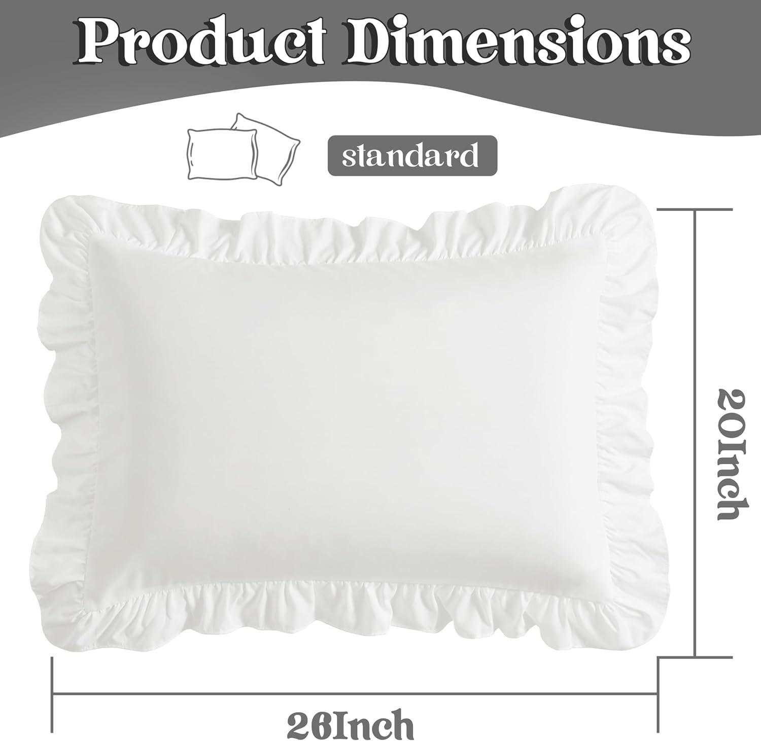 White Cotton Ruffled Standard/Queen Pillowcases Set of 2