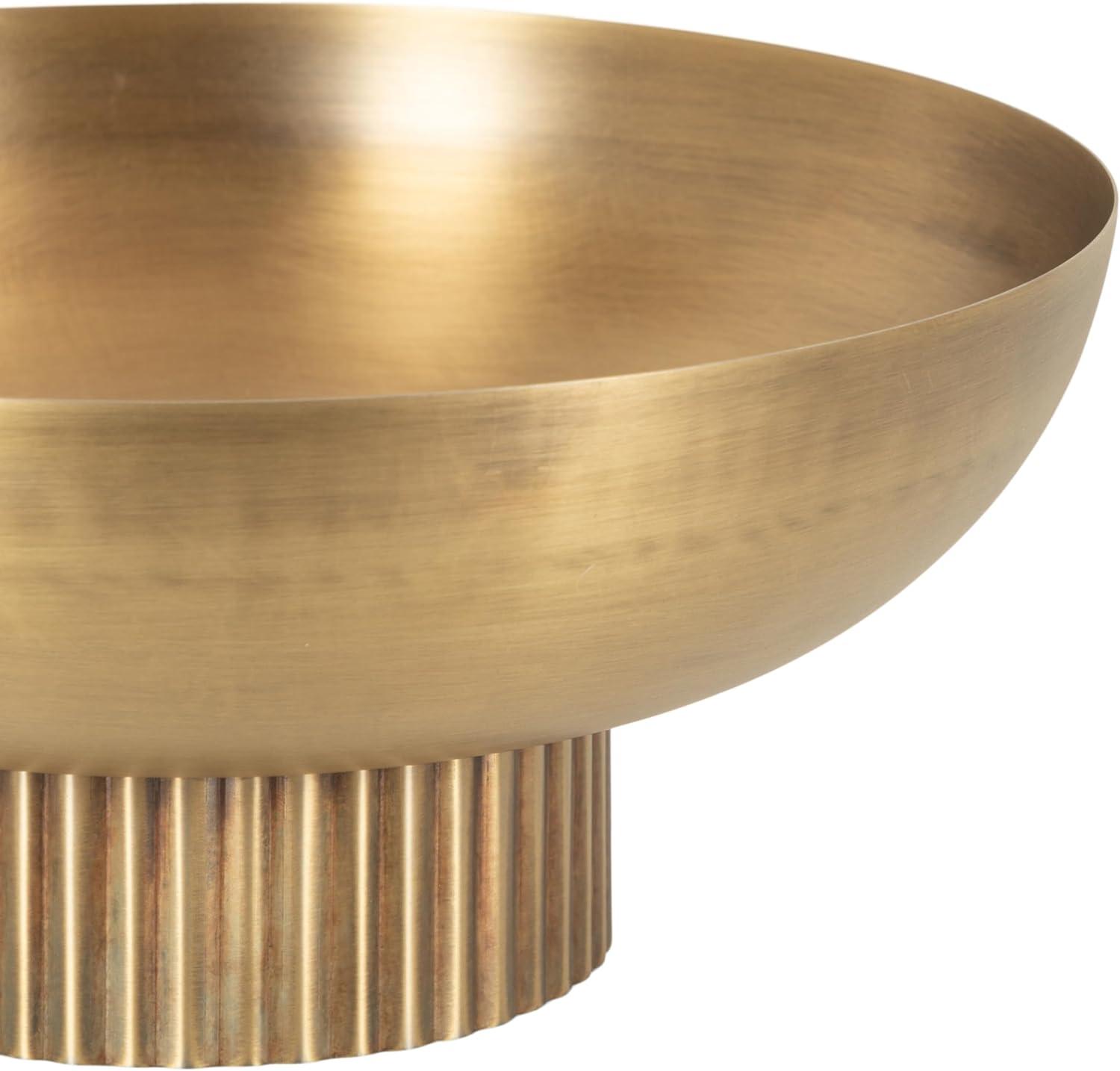 Kate and Laurel Rooks Ribbed Decorative Metal Bowl, 12 Inch Diameter, Brass, Modern Raised Fruit Bowl for Kitchen Counter or Use as a Key Bowl for an Entryway Table