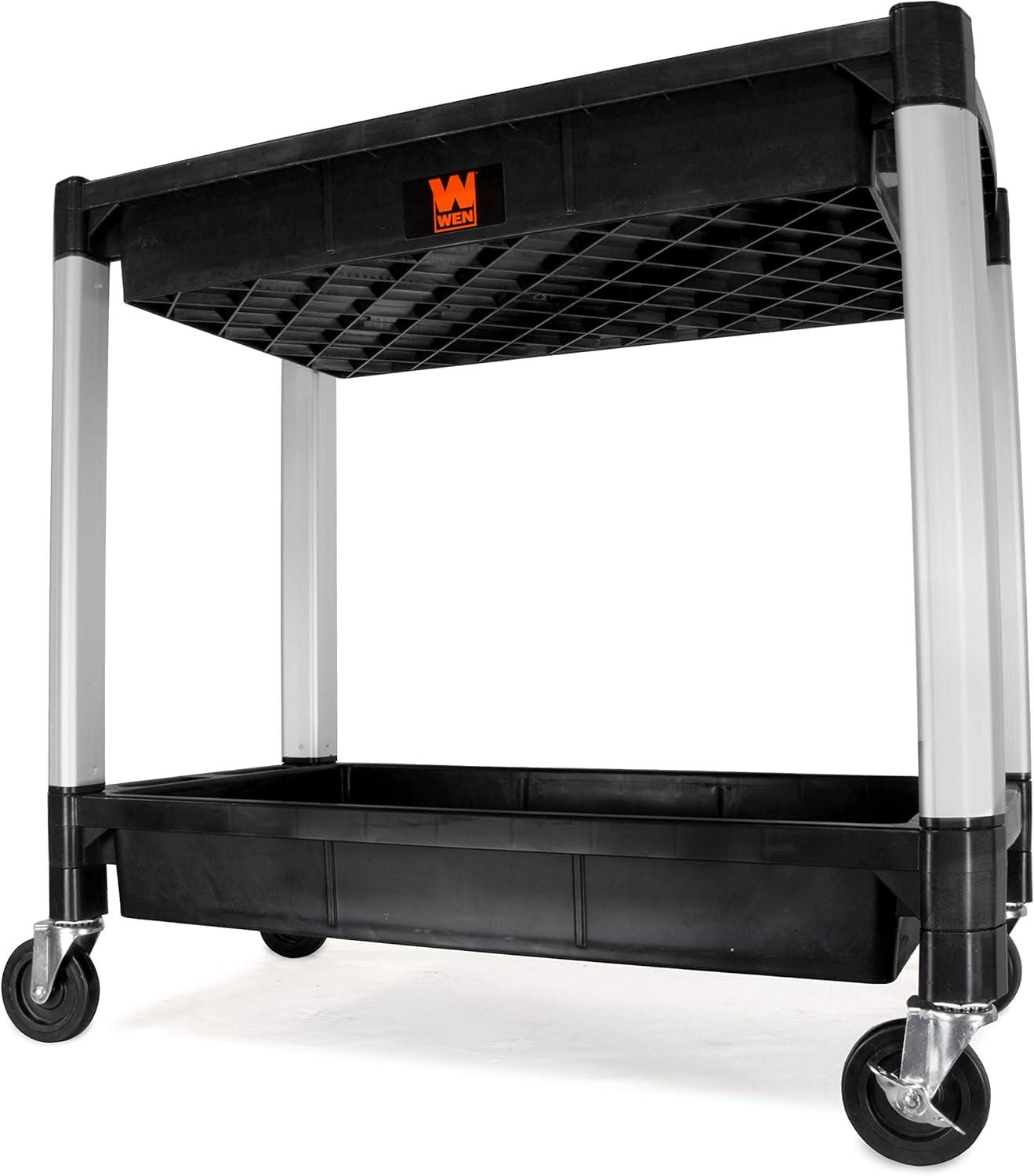 WEN Two-Tray 300-Pound Capacity Double Decker Service and Utility Cart, 73162