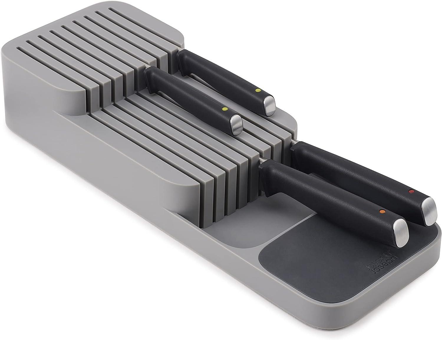 Joseph Joseph DrawerStore Compact Knife Organizer- Gray: Knife Holder & Storage Drawer Insert, Plastic, Hand Wash