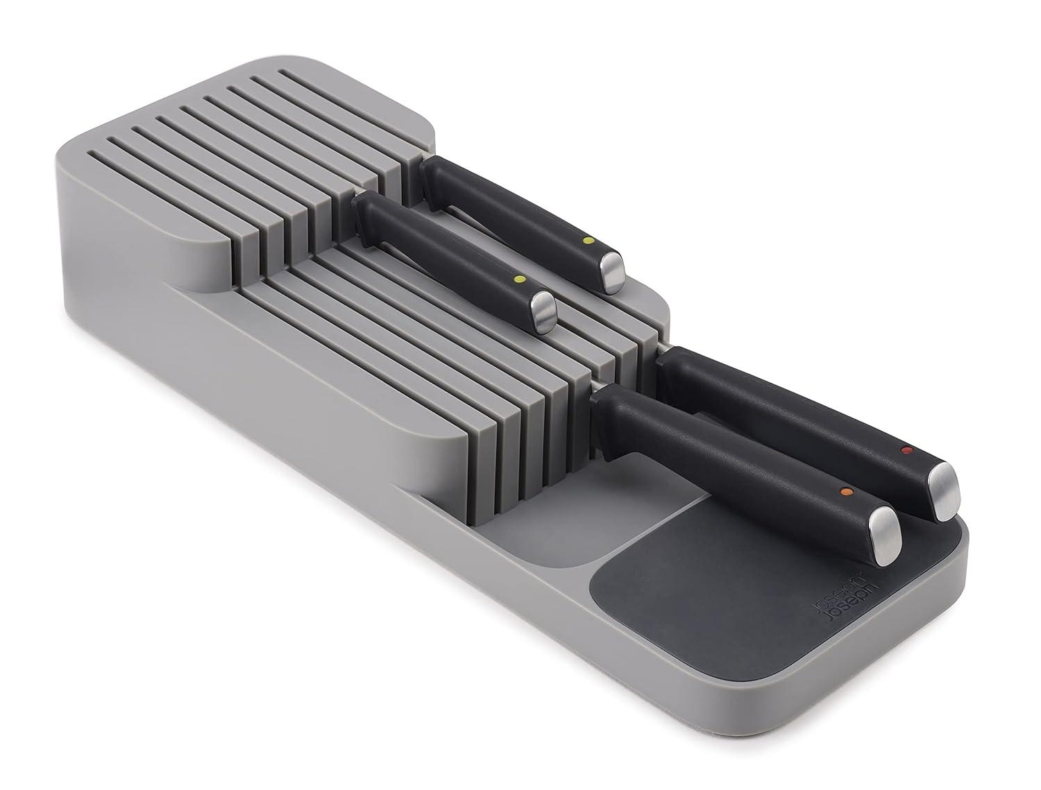 Joseph Joseph DrawerStore Compact Knife Organizer- Gray: Knife Holder & Storage Drawer Insert, Plastic, Hand Wash