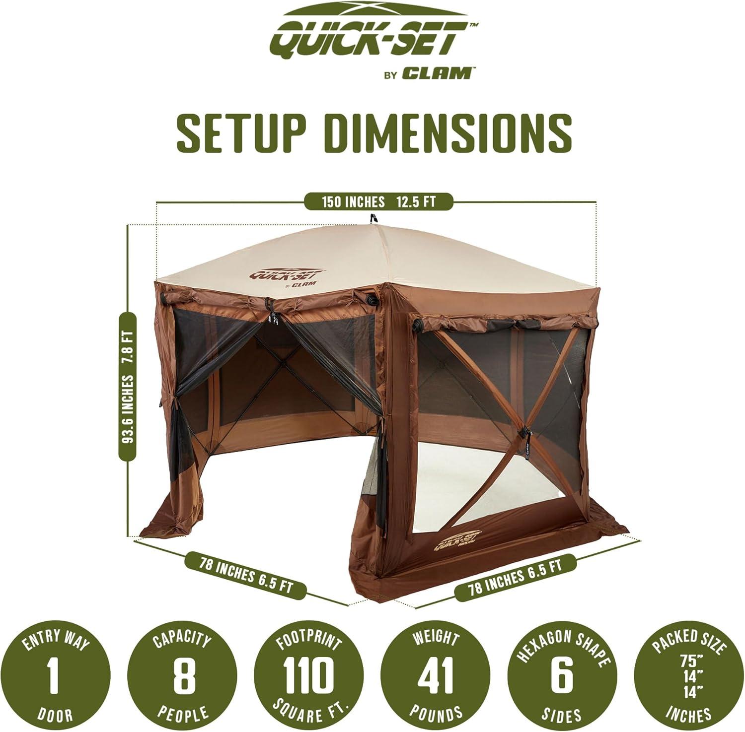 CLAM Quick-Set Portable Outdoor Camping Canopy Shelter