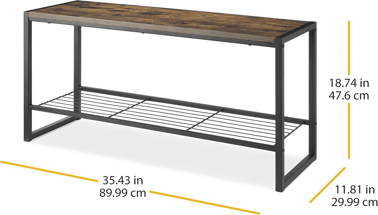Whitmor Modern Industrial Entry Bench Black: Steel Frame Garment Rack & Closet Storage, No Tools Assembly, 25" Width