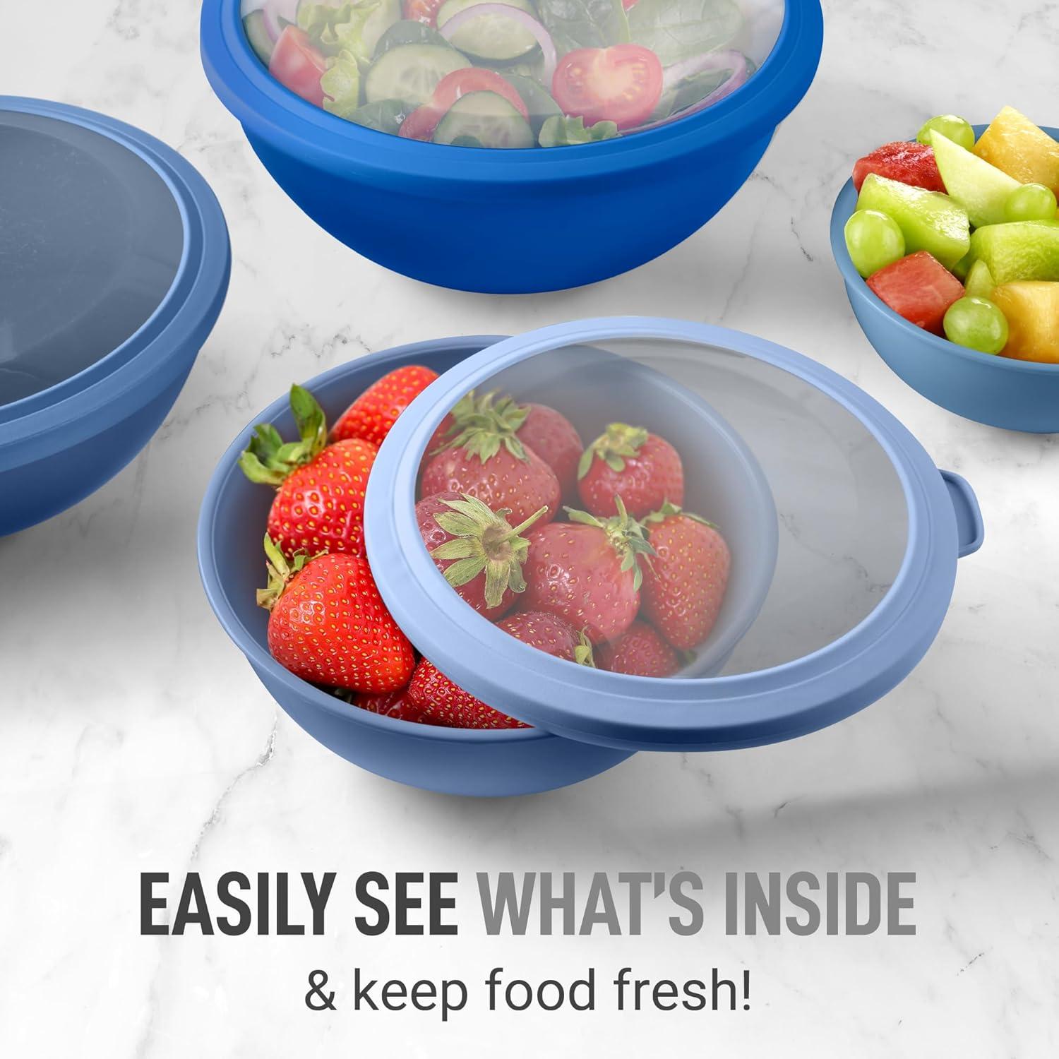 Zulay Kitchen Plastic Mixing Bowls With Lids 12 Piece Set 6 Prep Bowls and 6 Lids
