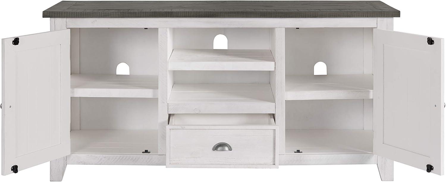 Monterey Solid Wood TV Stand in White with Gray Top - Martin Svensson Home