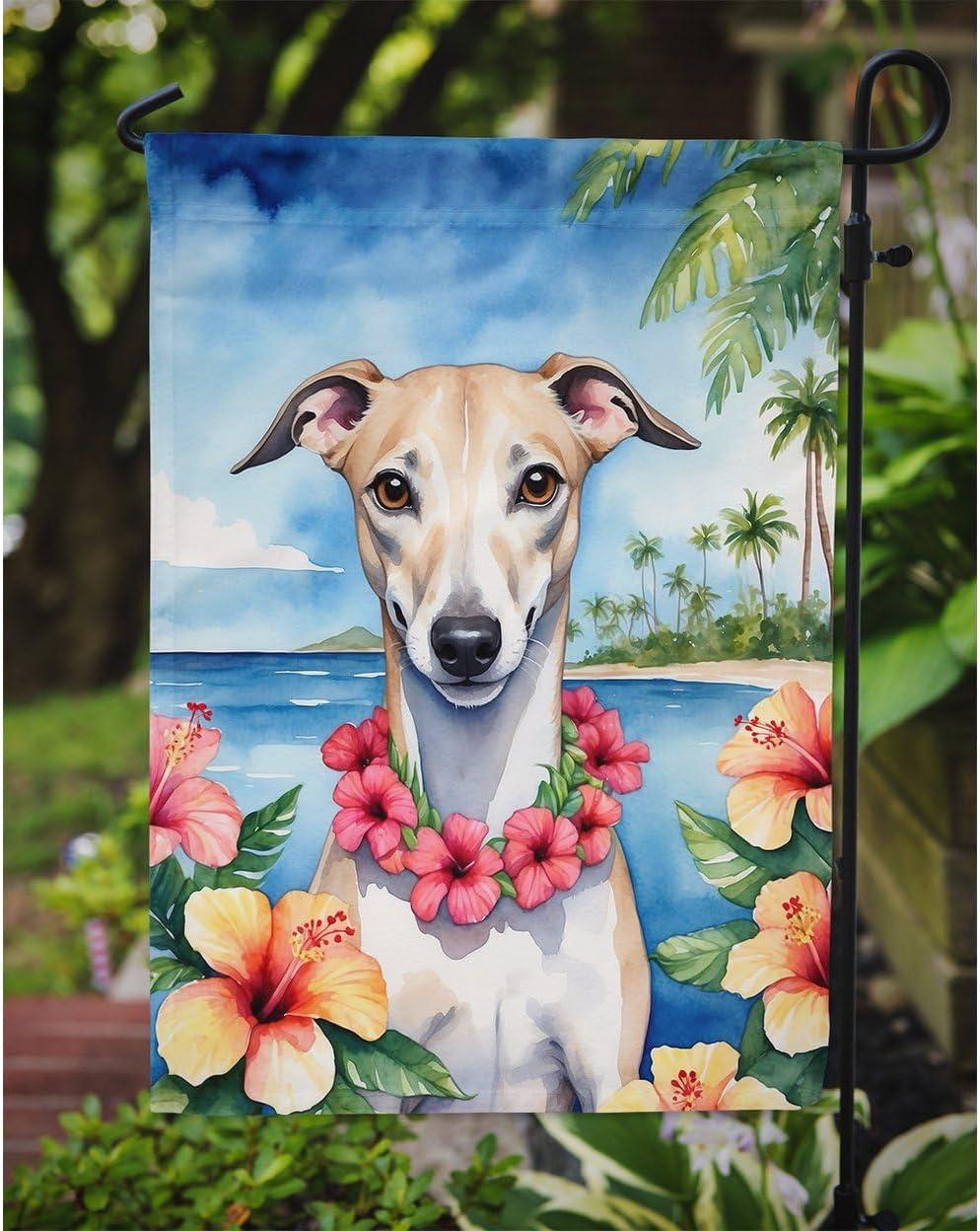 Whippet Luau Garden Flag 11.25 in x 15.5 in