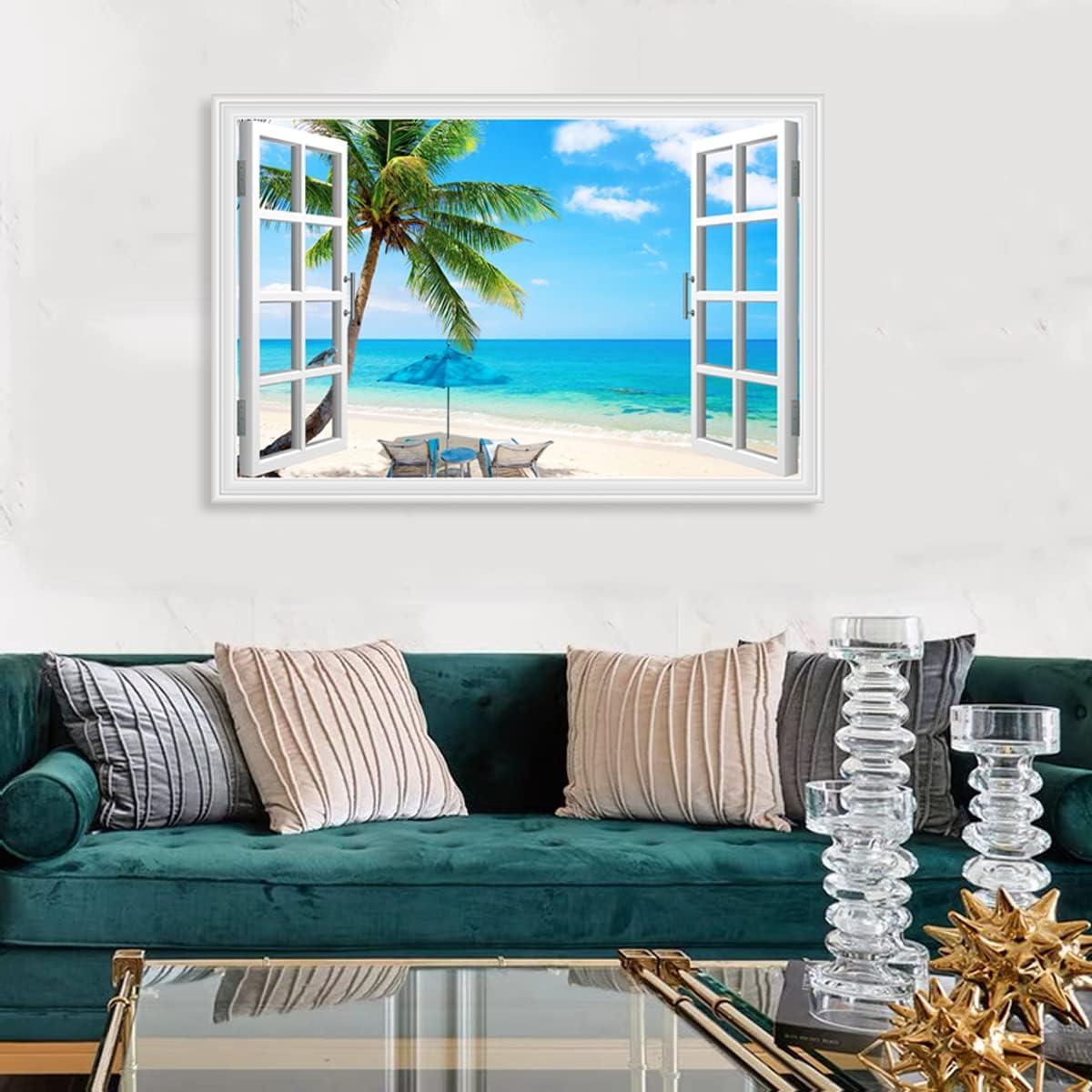 Window Scenery " Landscape Palm Tree On Tropical Beach "