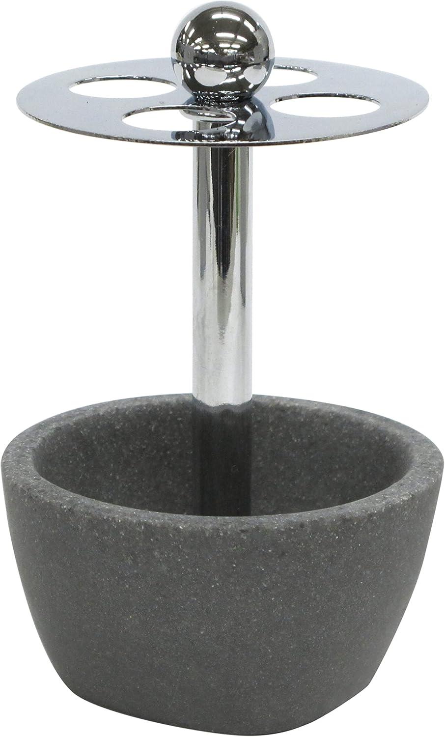 Charcoal Grey Resin and Sandstone 5-Piece Bath Accessory Set