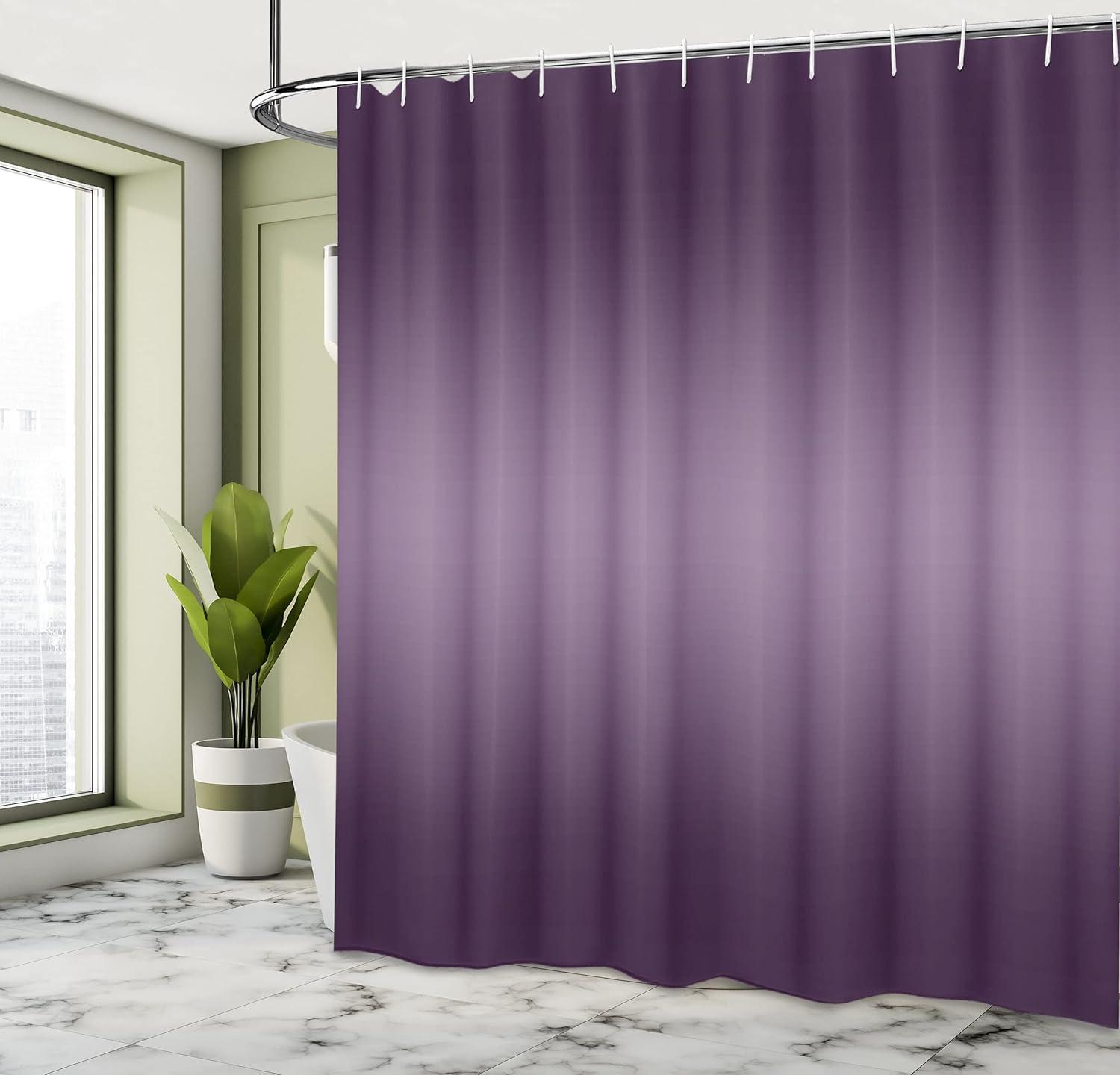 Purple Ombre Fabric Shower Curtain with Hooks