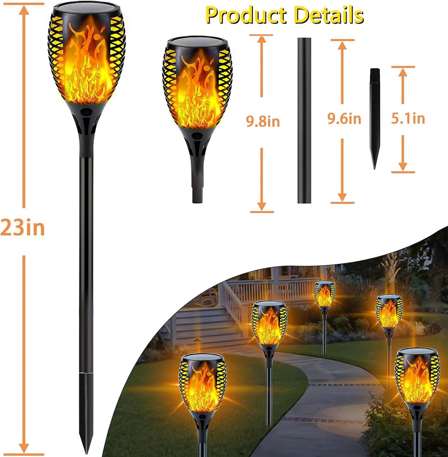 Upgraded Solar Lights Outdoor, 6 Pack Flickering Flame Solar Torch Lights with Super Larger Size for Halloween Decor, Solar Halloween Lights Waterproof Solar Powered Outdoor Lights for Garden Pathway