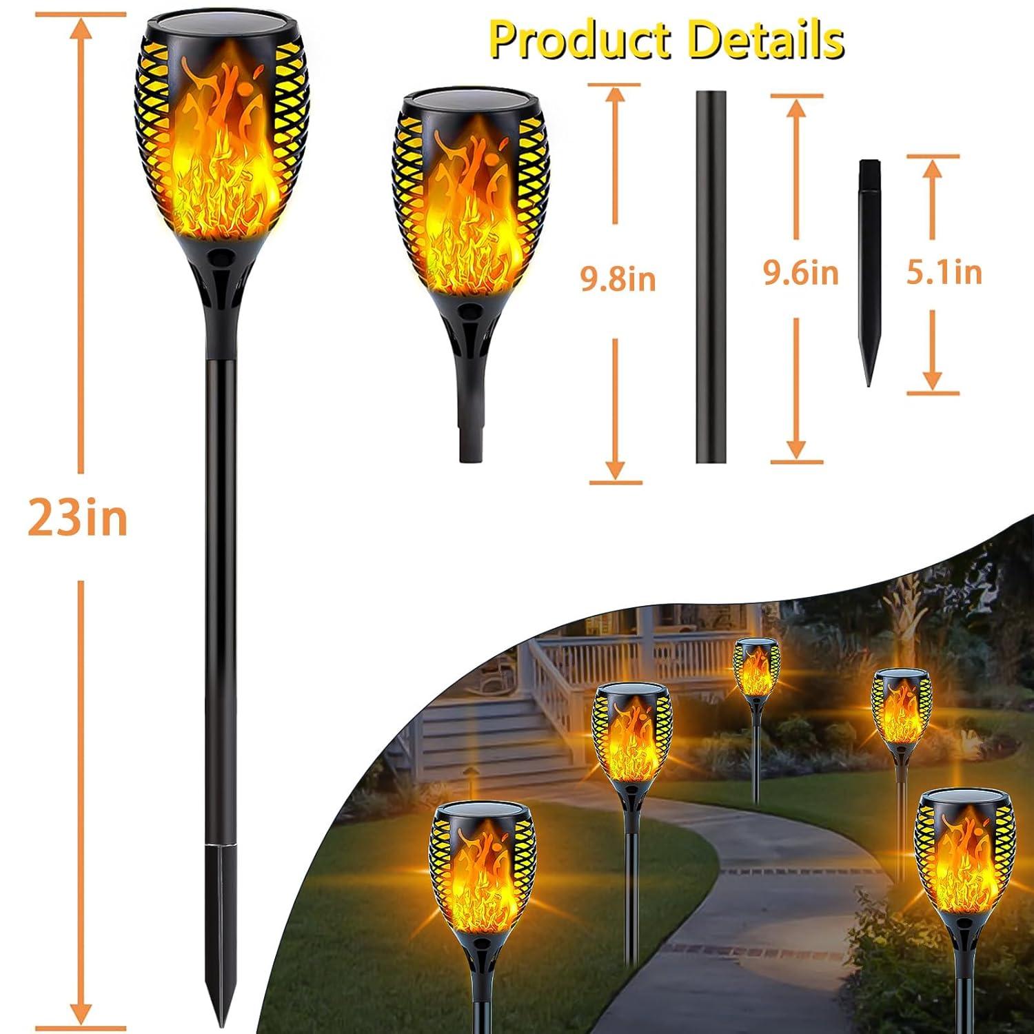 Upgraded Solar Lights Outdoor, 6 Pack Flickering Flame Solar Torch Lights with Super Larger Size for Halloween Decor, Solar Halloween Lights Waterproof Solar Powered Outdoor Lights for Garden Pathway