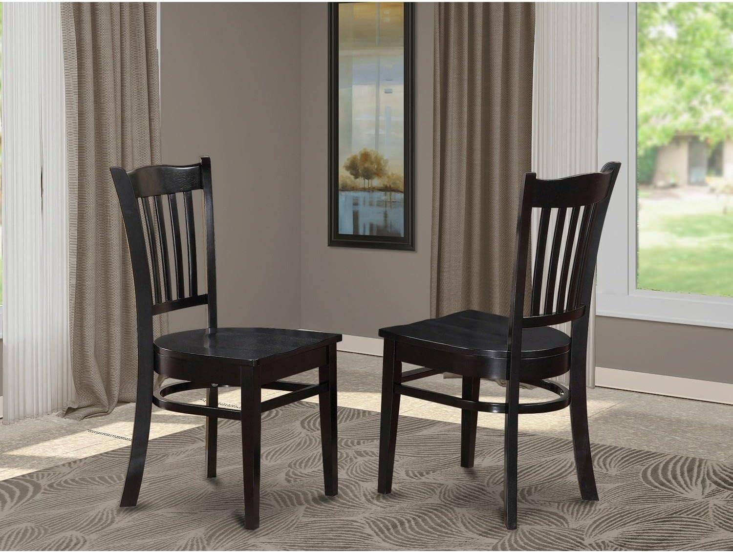 East West Furniture, Groton  Dining  Chair  With  Wood  Seat  In  Black  Finish,  Set  of  2