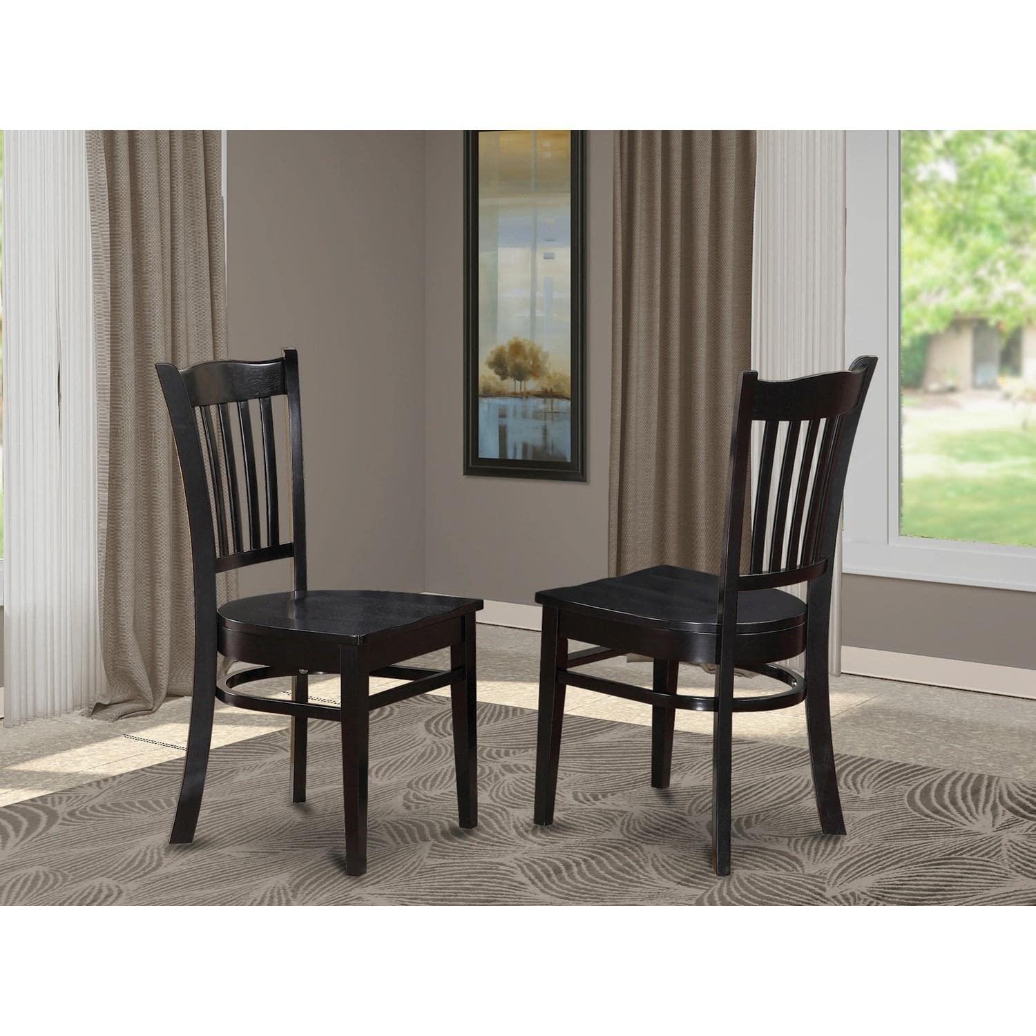 East West Furniture, Groton  Dining  Chair  With  Wood  Seat  In  Black  Finish,  Set  of  2