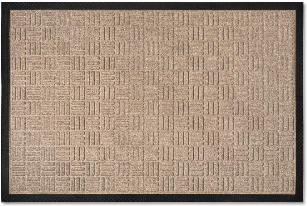 Envelor Door Mat Indoor Outdoor Front Doormat Welcome Mat Low Profile Durable Non-Slip Floor Mat for Entryway, Patio, Garage, Entrance Shoe Scraper, Checker, 24 x 36 Inches - Beige