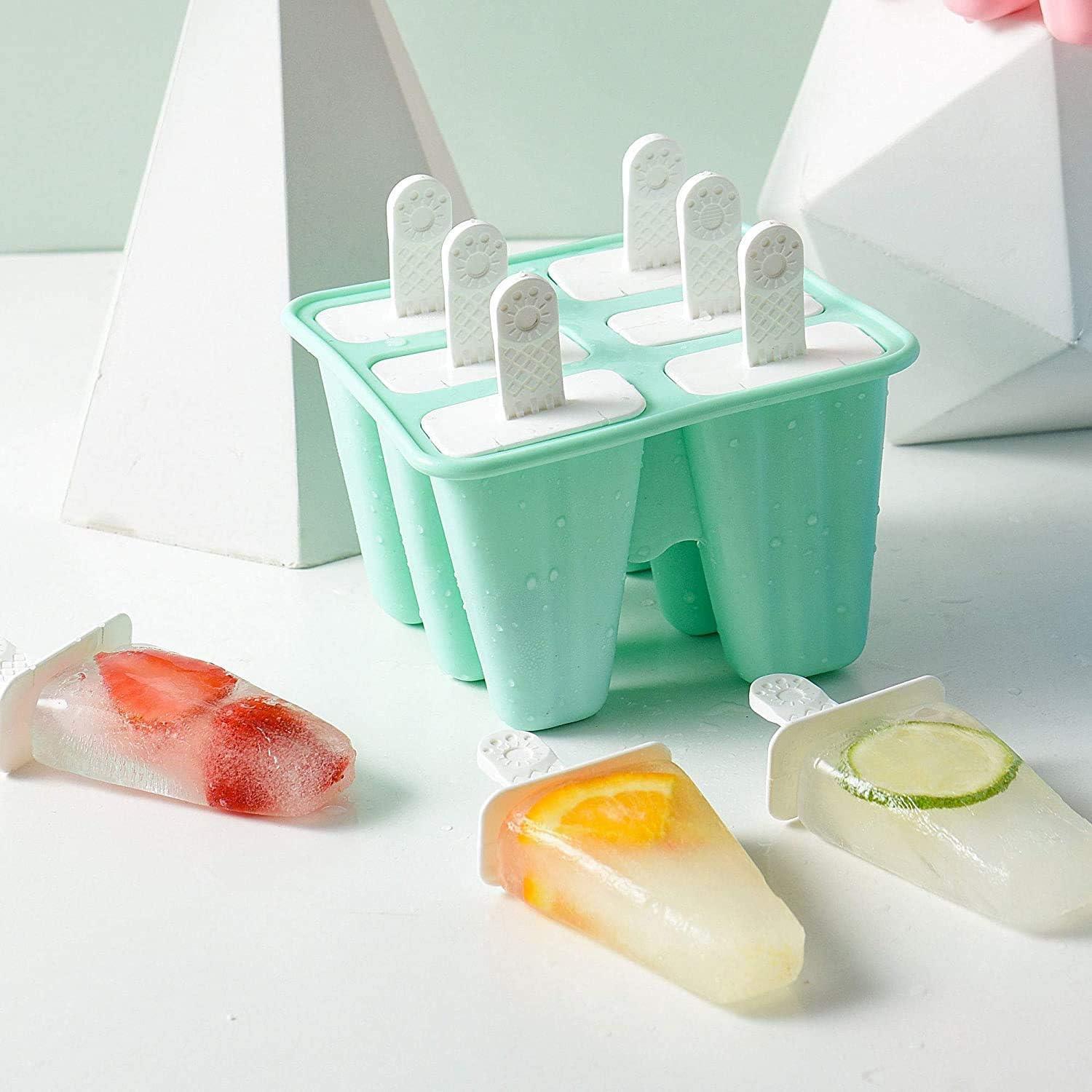 JUNYUI 6 Pieces Silicone Ice Reusable Easy Release Ice Make Ice Cube Mold Mint Green One Size