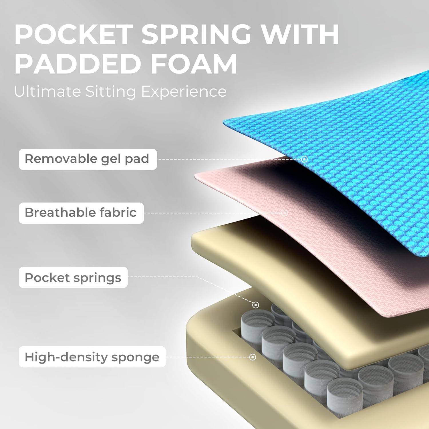 Dowinx Fabric Gaming Chair with Massage Lumbar Support, High Back Ergonomic Computer Chair with Footrest for Adult, Pink