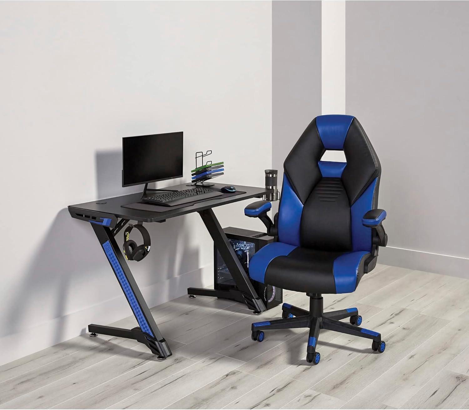 RS Gaming™ RGX Faux Leather High-Back Gaming Office Chair, Black/Blue, BIFMA Compliant