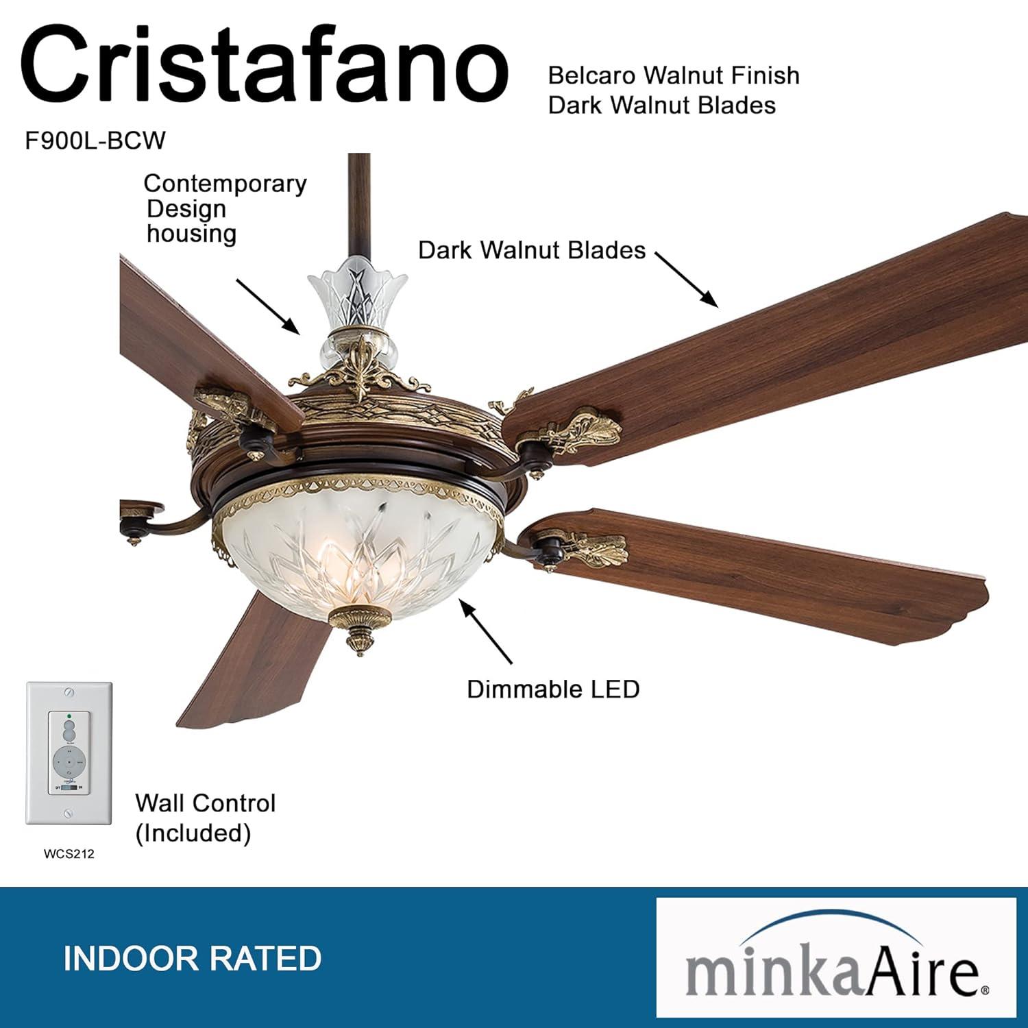 68" Cristafano 5 - Blade LED Standard Ceiling Fan with Wall Control and Light Kit Included