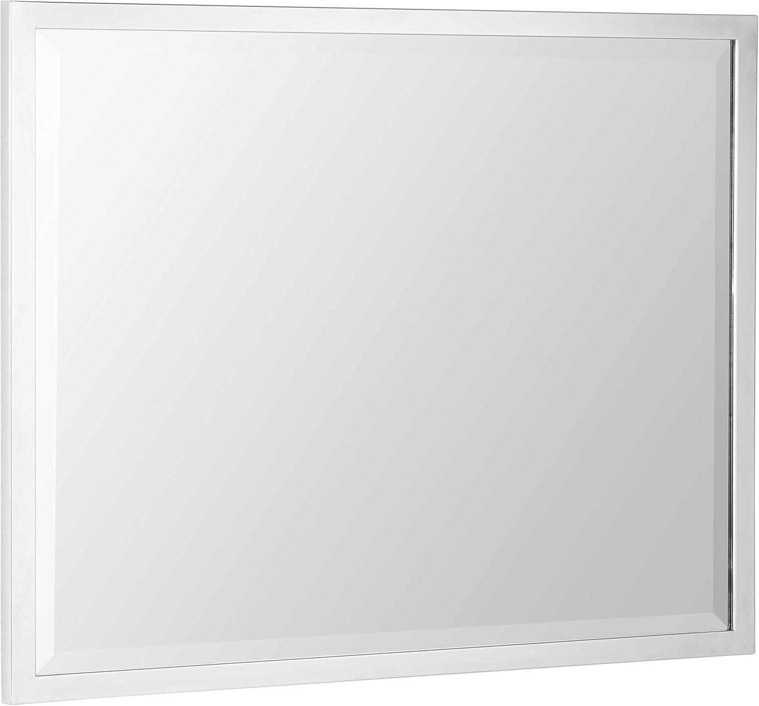 Head West Brushed Chrome Framed Bathroom Mirror - Beveled Edge Rectangle Vanity Mirror - Modern Living Room Accent and Home Decor with Vertical and Horizontal Mount - 24" x 30"