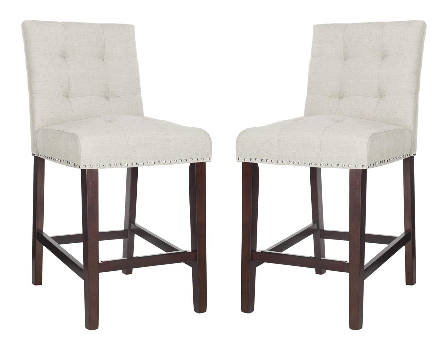 Nikita Counter Stool (Set of 2) - BST6303 - Light Grey/Espresso - Safavieh