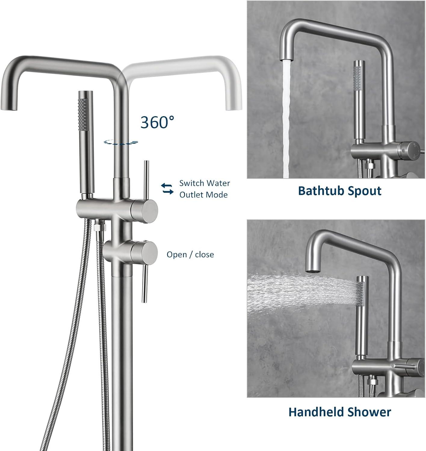 PENGFANG WORLDWIDE LLC Double Handle Floor Mounted Tub Filler With Handshower P017MBTF