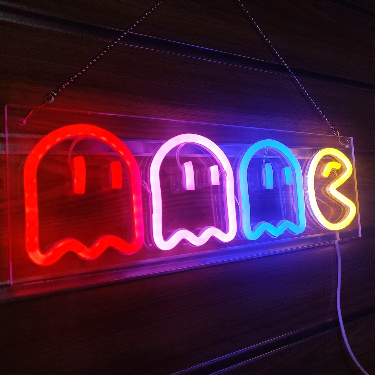 Retro Ghost Neon Wall Light for Kids Room Decor 16''x 6''