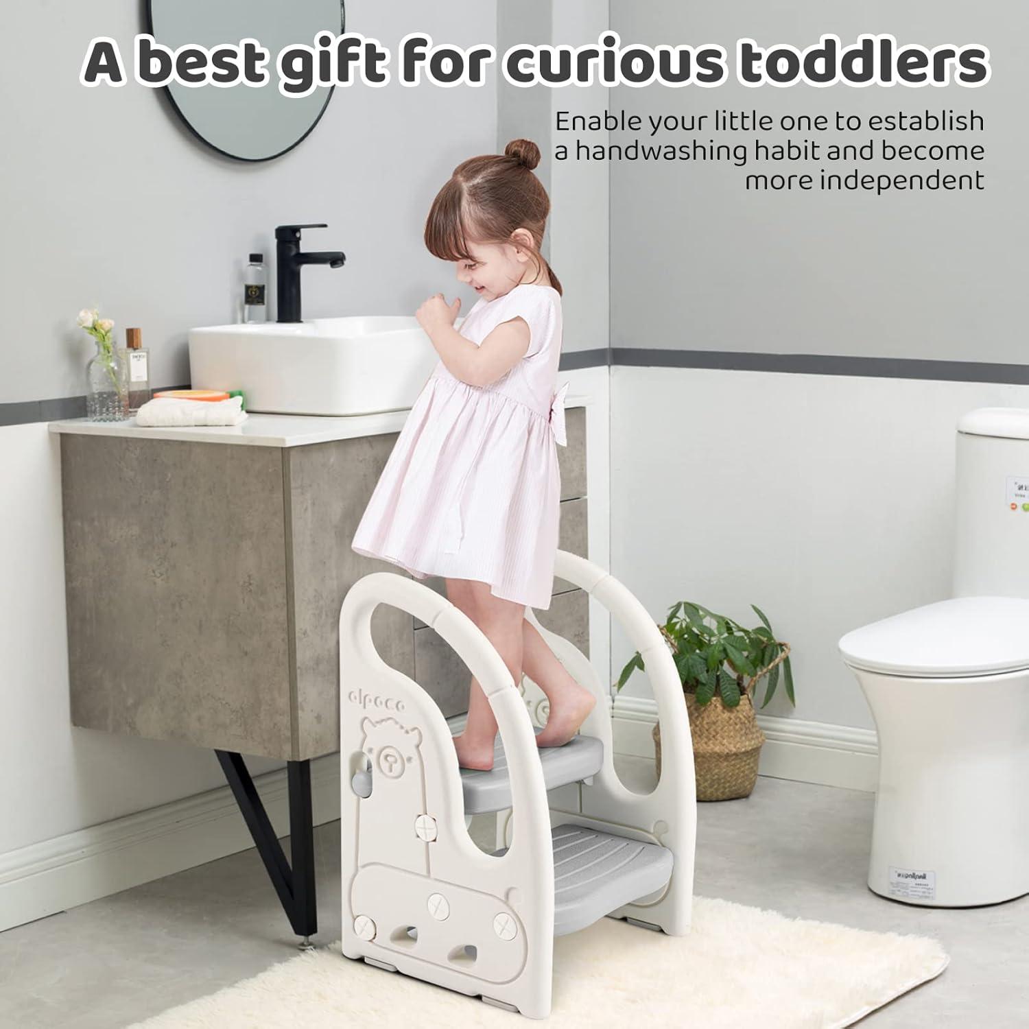 Adaptable Kids Leaning Chair & Step Stool Grey