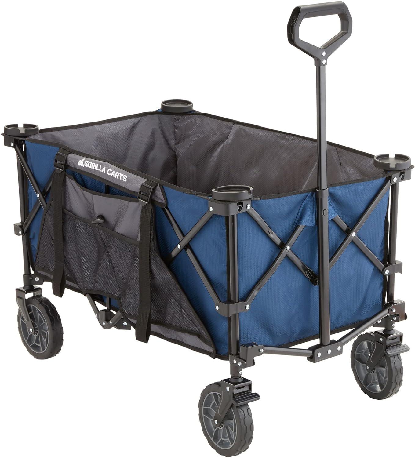 Gorilla Carts Collapsible Outdoor Utility Wagon, Oversize Bed