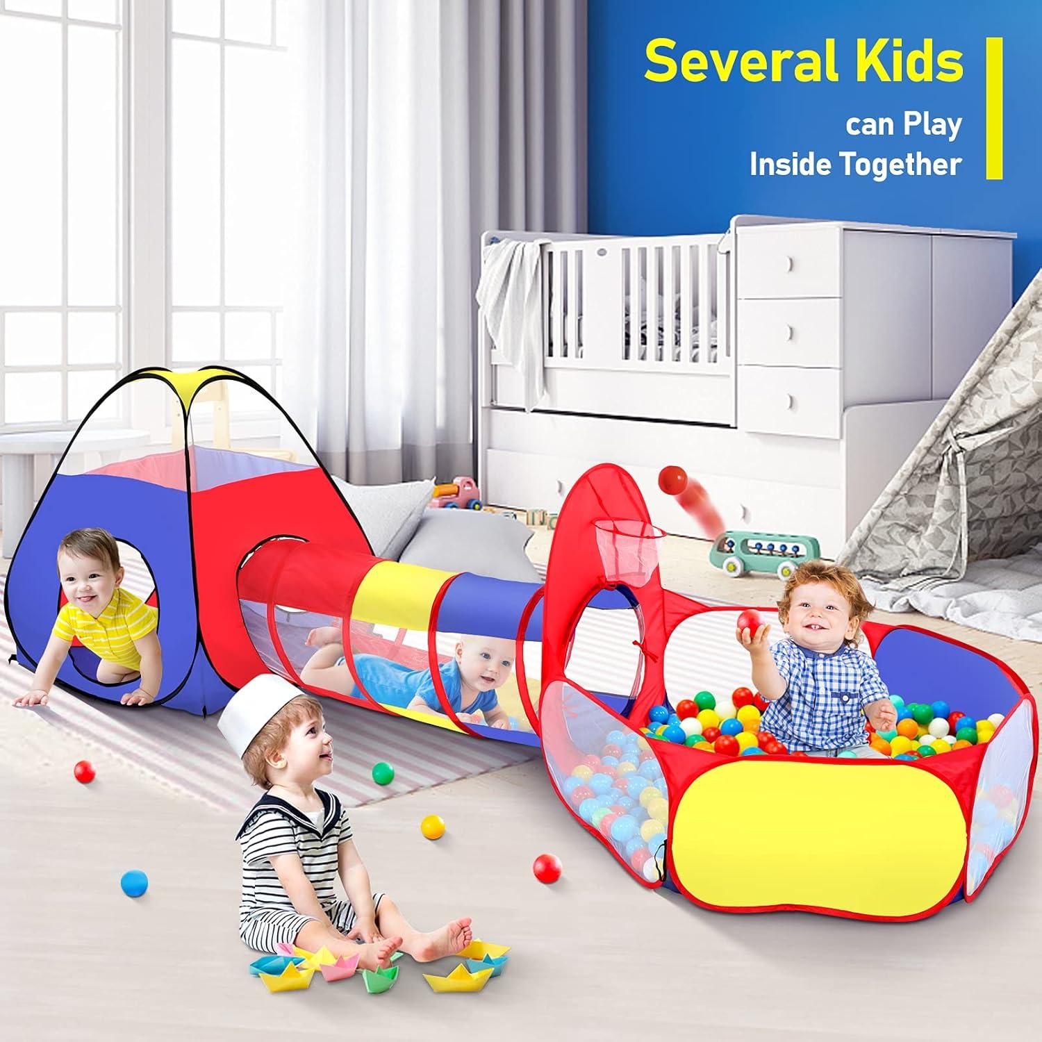 Blue Ocean 3-Piece Kids Play Tent with Tunnel and Ball Pit