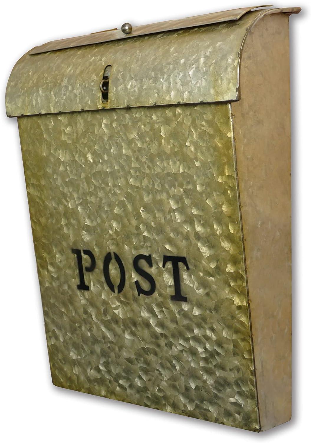 Emily Rustic Gold Lockable Metal Wall Mounted Mailbox