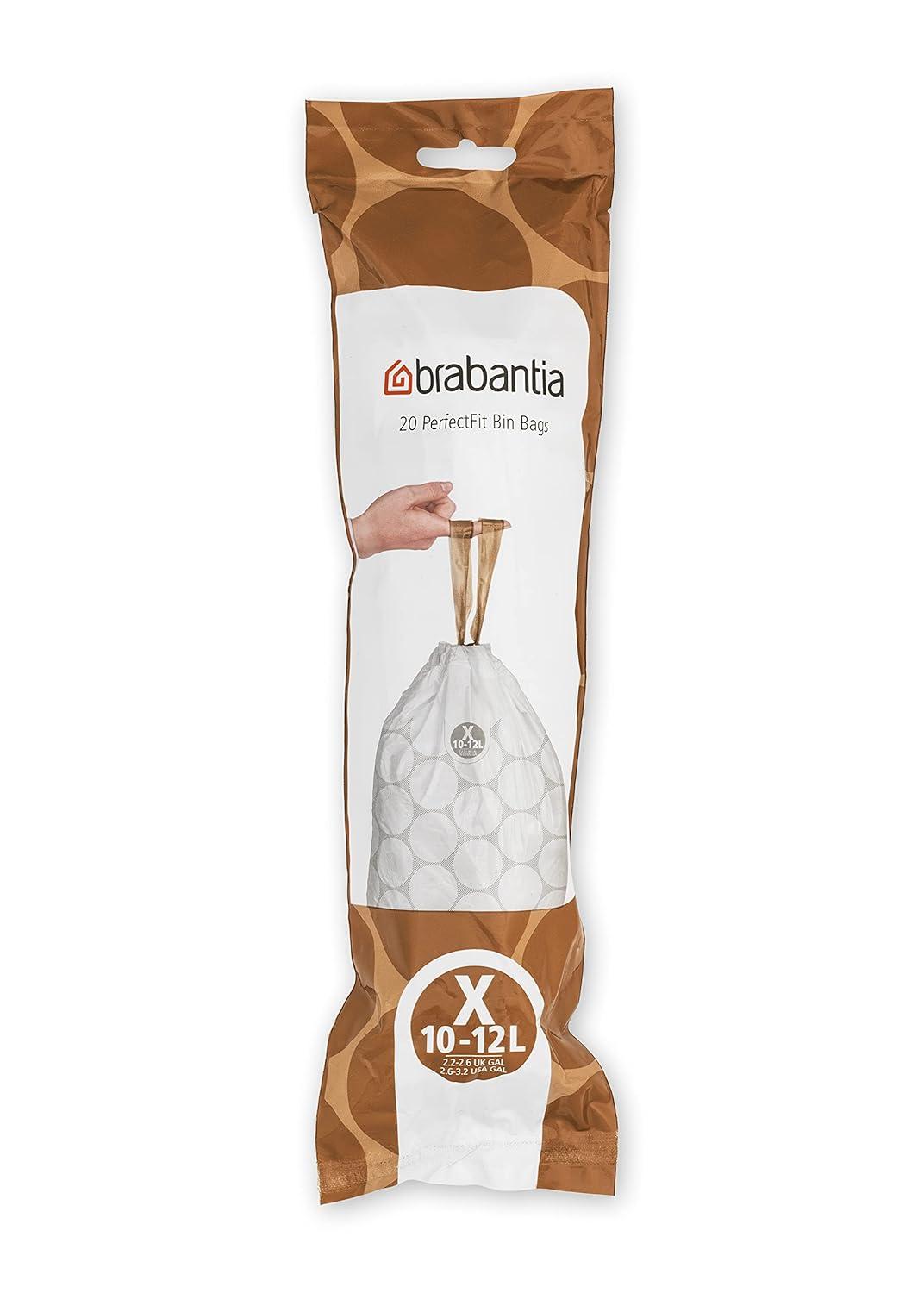 Brabantia PerfectFit Trash Bags, Code X, 2.6-3.2 Gallon, 200 Count