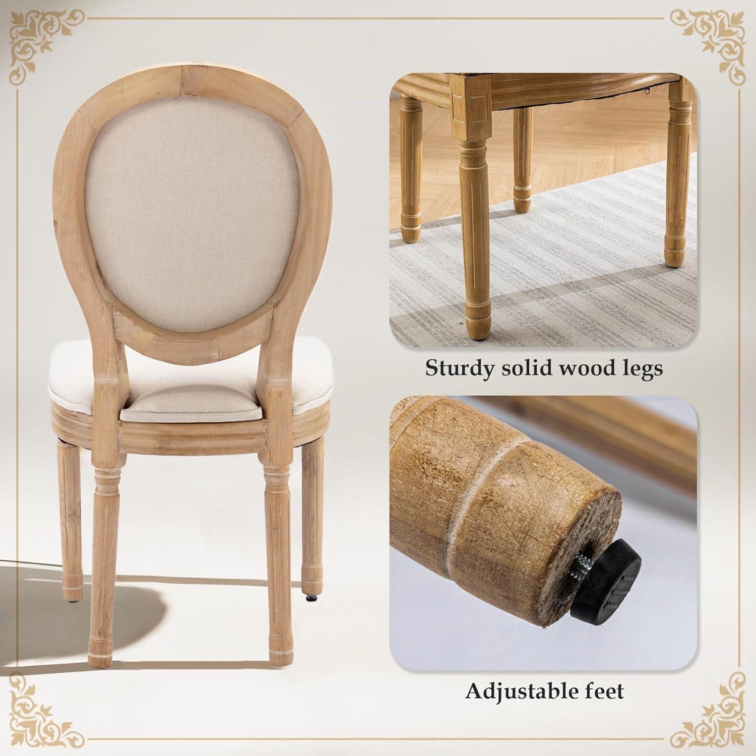 SoarFlash French Dining Chairs Set of 6, Vantage Dining Chair with Round Back, Farmhouse Country Dining Chair for Kitchen,Bedroom,Beige