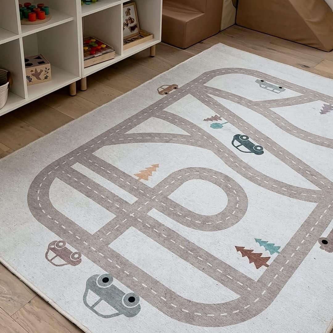 Well Woven Kids Rugs Playful Roads Grey Area Rug