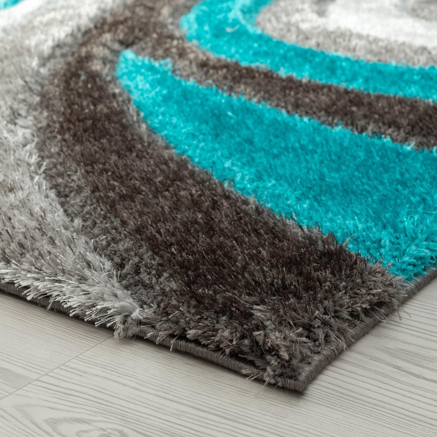 Luxe Weavers Modern Shag Geometric Area Rug, Turquoise 5x7