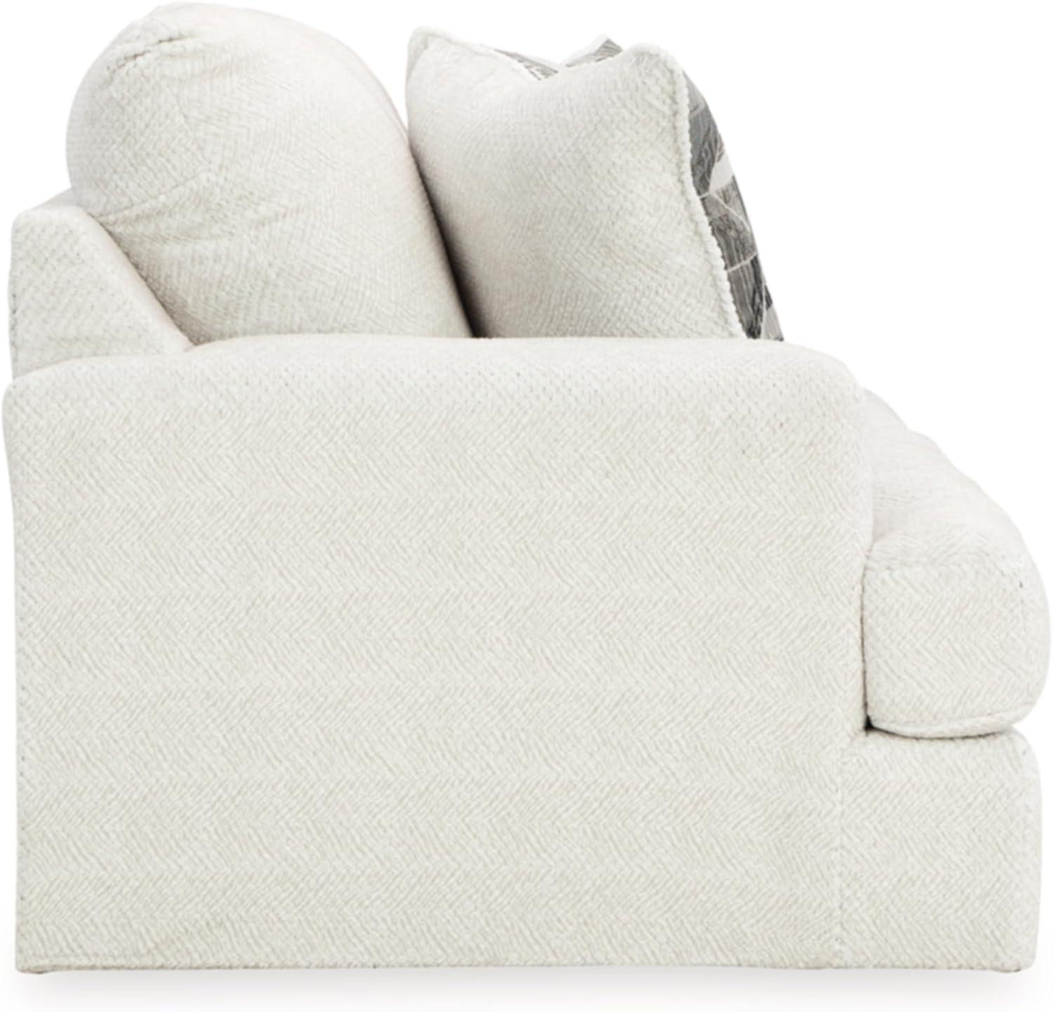 70" White Linen Stationary Loveseat with Removable Cushions