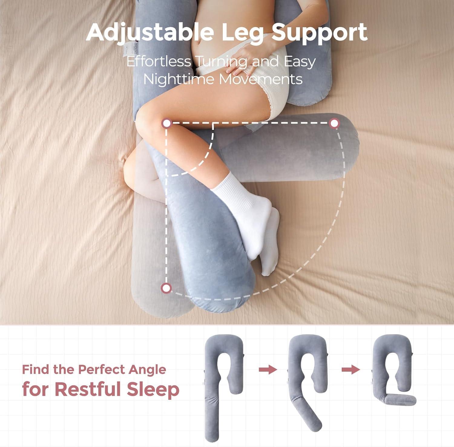 Dreamlign Velvet Grey Adjustable Full Body Maternity Pillow