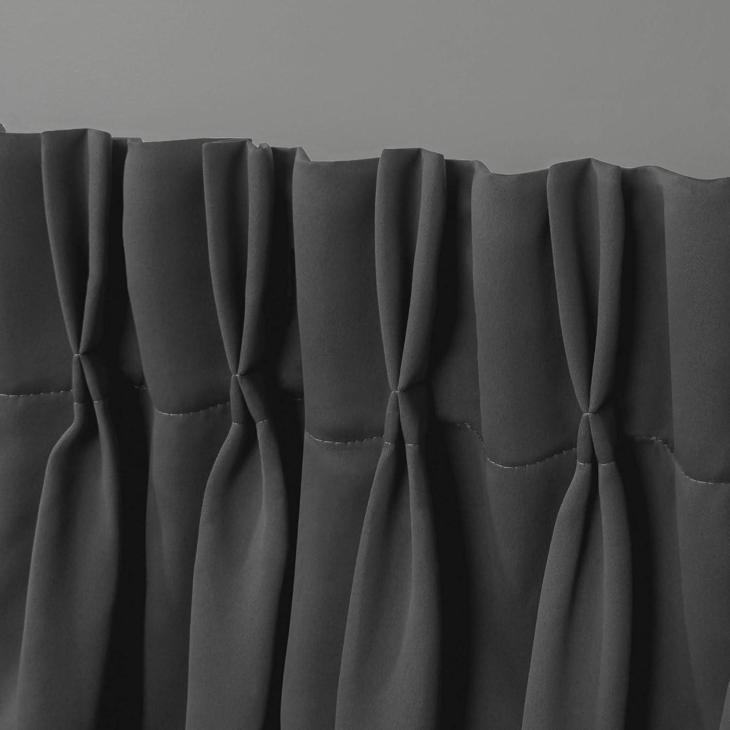 Set of 2 63"x30" Sateen Twill Woven Blackout Pinch Pleat Window Curtain Panel Dark Gray - Exclusive Home