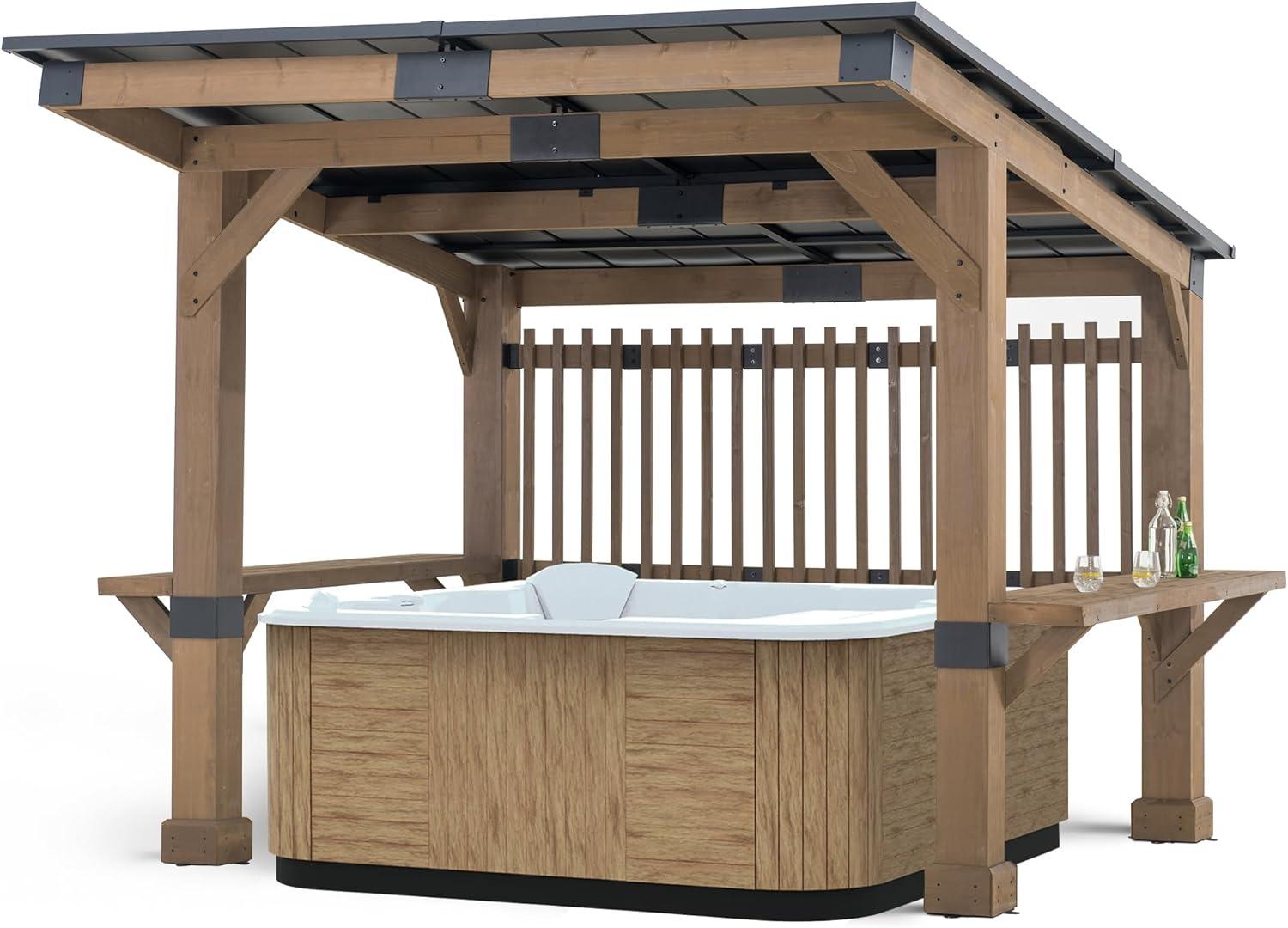 Cedar and Aluminum 10' x 11' Outdoor Grill Gazebo with Privacy Screen