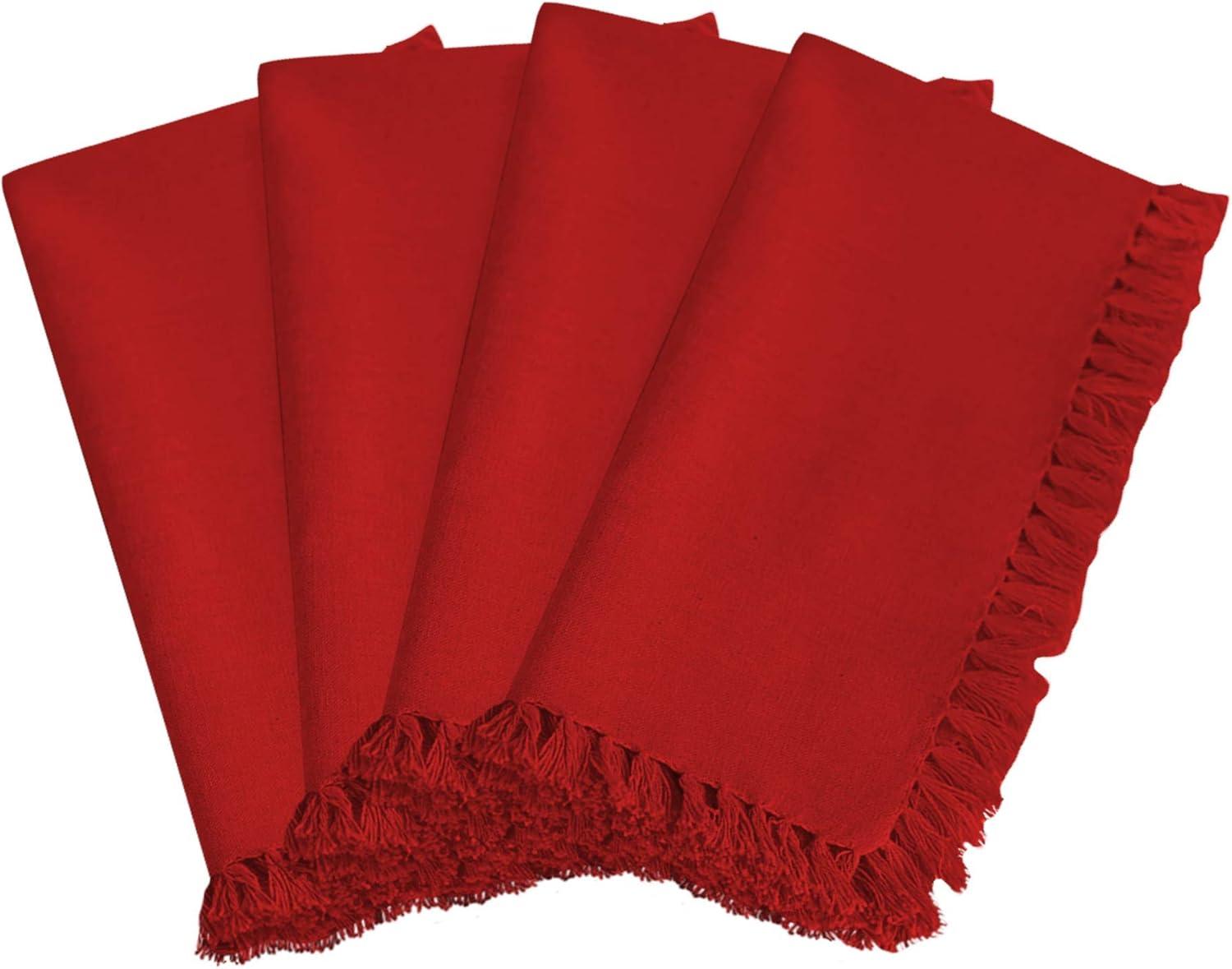 Saro Lifestyle Fringed Design Napkin, 20" Square (Set of 4)